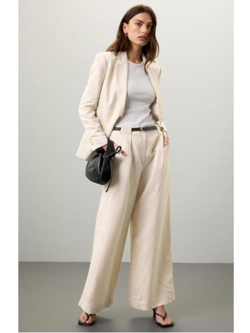 Club Monaco Wide Leg Linen Blend Trouser Size: 6